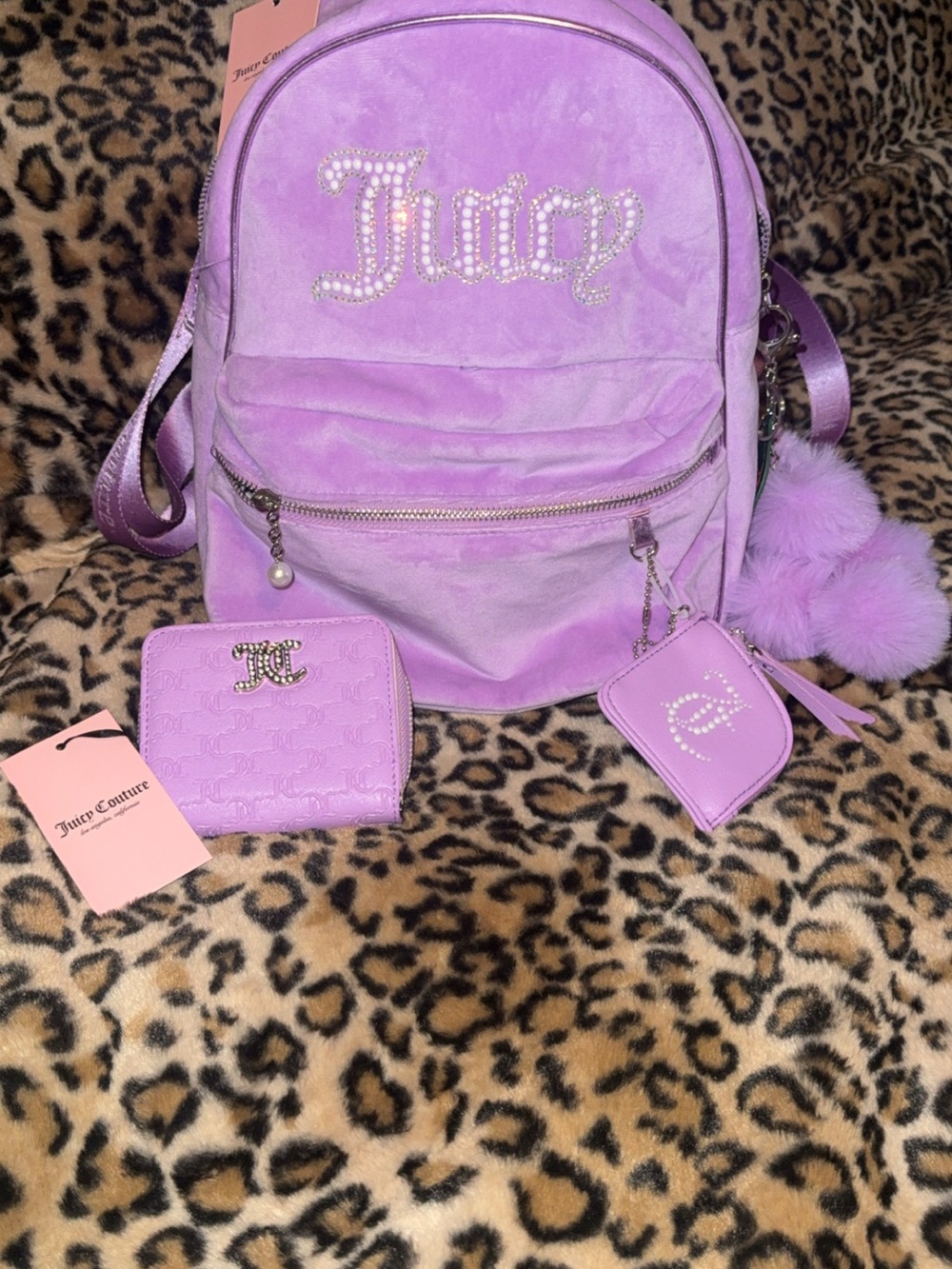 Juicy Couture Lavender Small Backpack with Matching Accessories BNWT